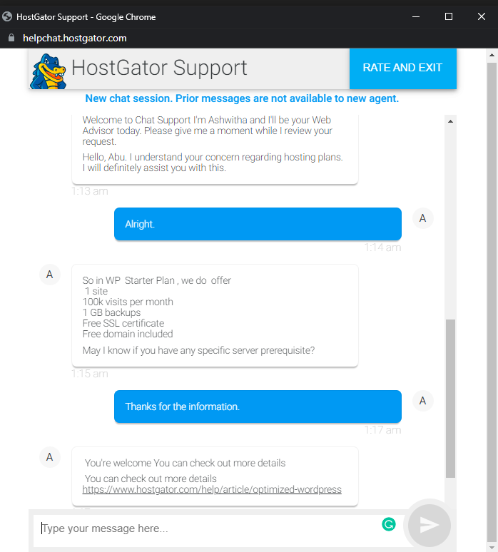 HostGator Live Chat