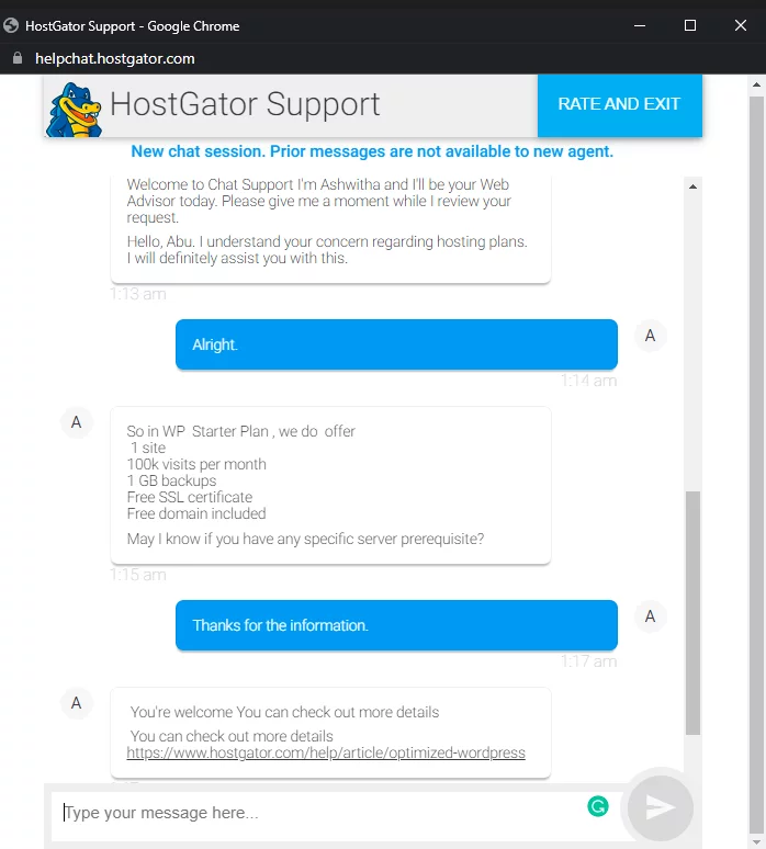 HostGator Live Chat