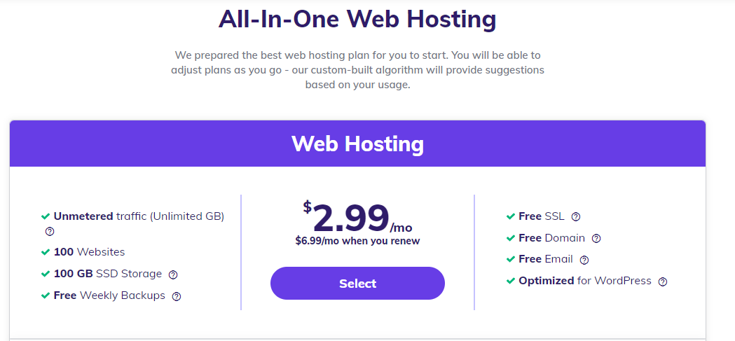Hostinger All in one Web Hosting - $2.99/mon