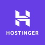 Hostinger vertical white Logo with blue background