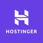 Hostinger vertical white Logo with blue background