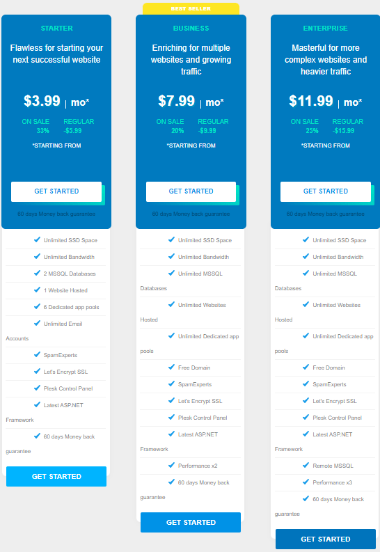 TMDHosting Shared Windows Hosting Packages