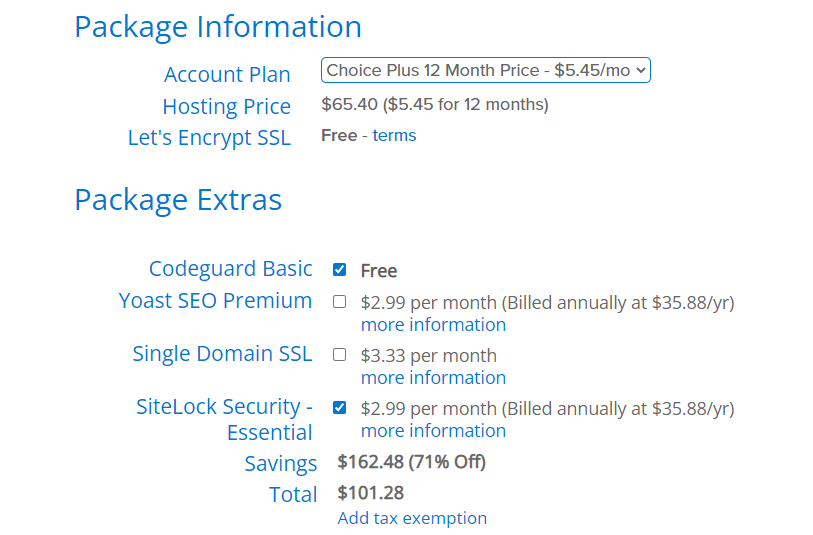 Bluehost Shared Hosting Choice Plus for 12 months