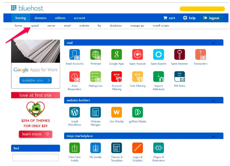 Bluehost cPanel