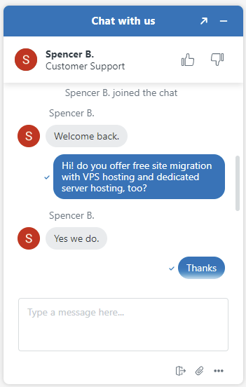InMotion Hosting Live Chat Service