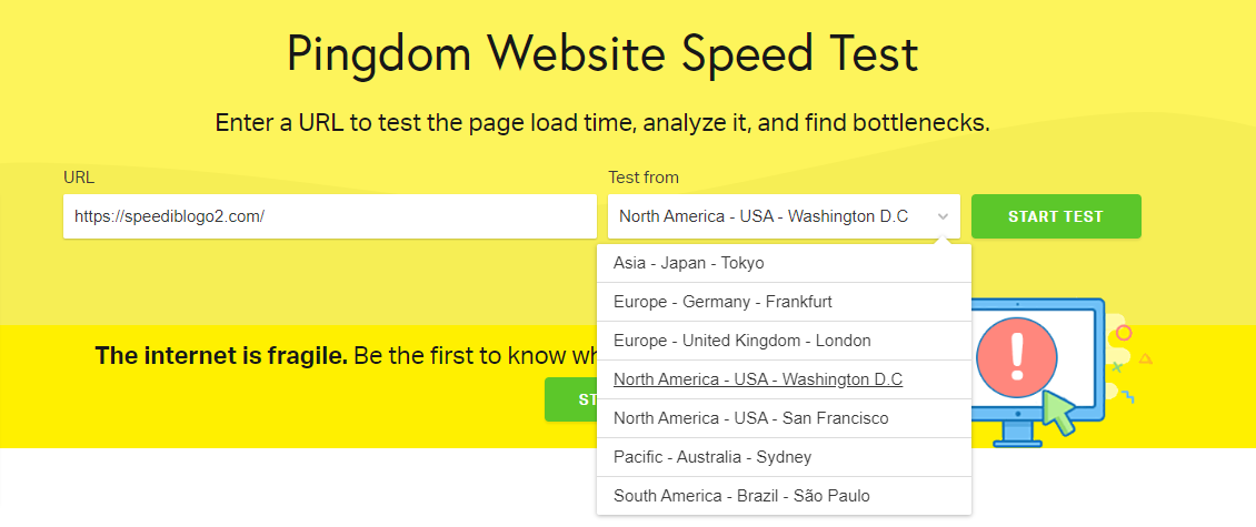 Bluehost Page loading speed test