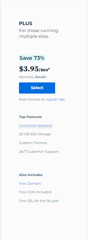 Bluehost Shared Plus Plan