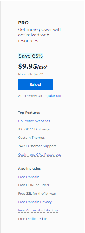 Bluehost Shared Pro Plan
