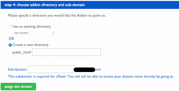 Choose Addon Directory And Sub-domain