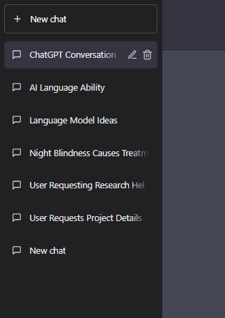 Previous chats of ChatGPT