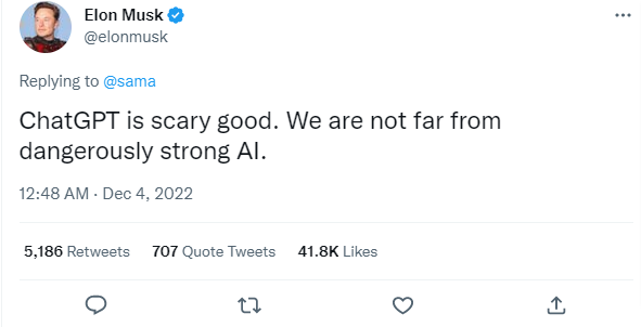 Elon Musk tweeted on ChatGPT