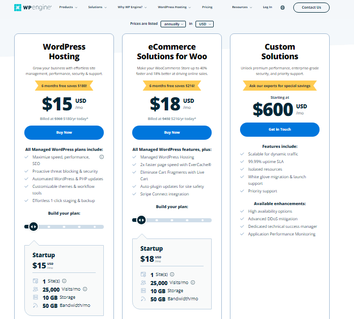 WP Engine Premium hosting plans and pricing