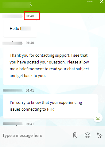 A2 Hosting Customer support live chat ss1