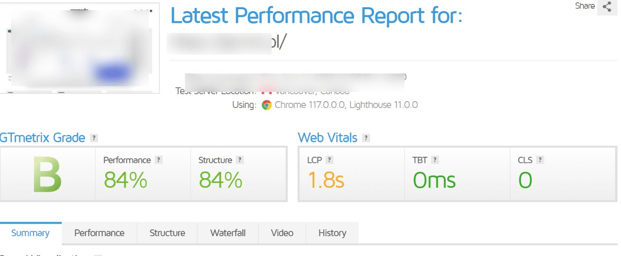 OVHCloud GTMetrix Performance test results